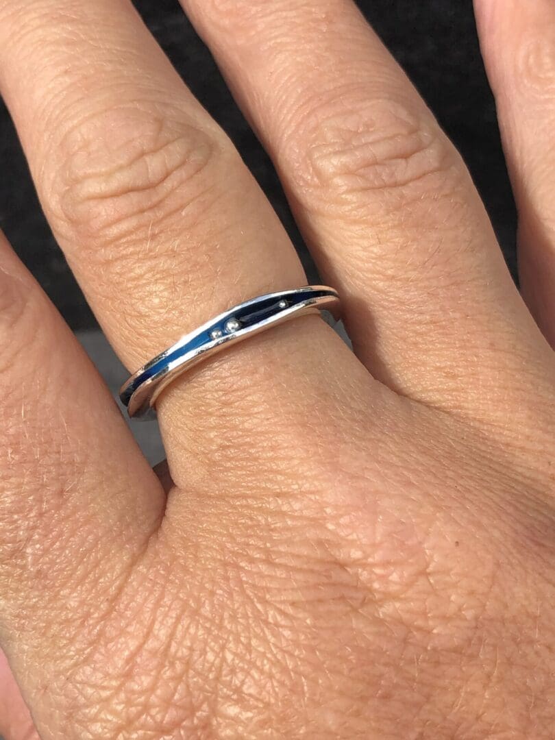 Blue Enamel Freeform Ring - Image 7
