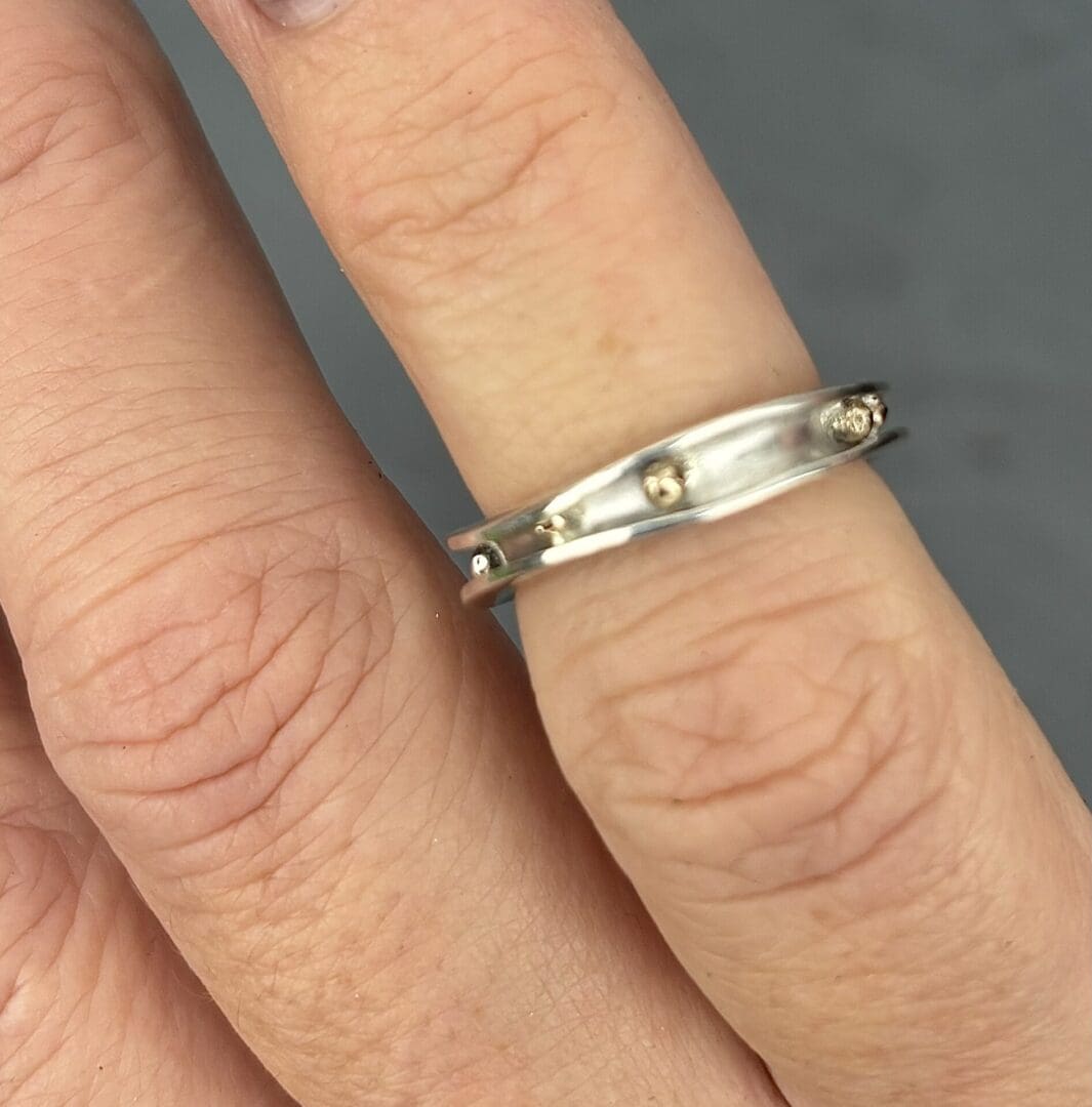 Gold Bubbles Silver Freeform Ring - Image 6
