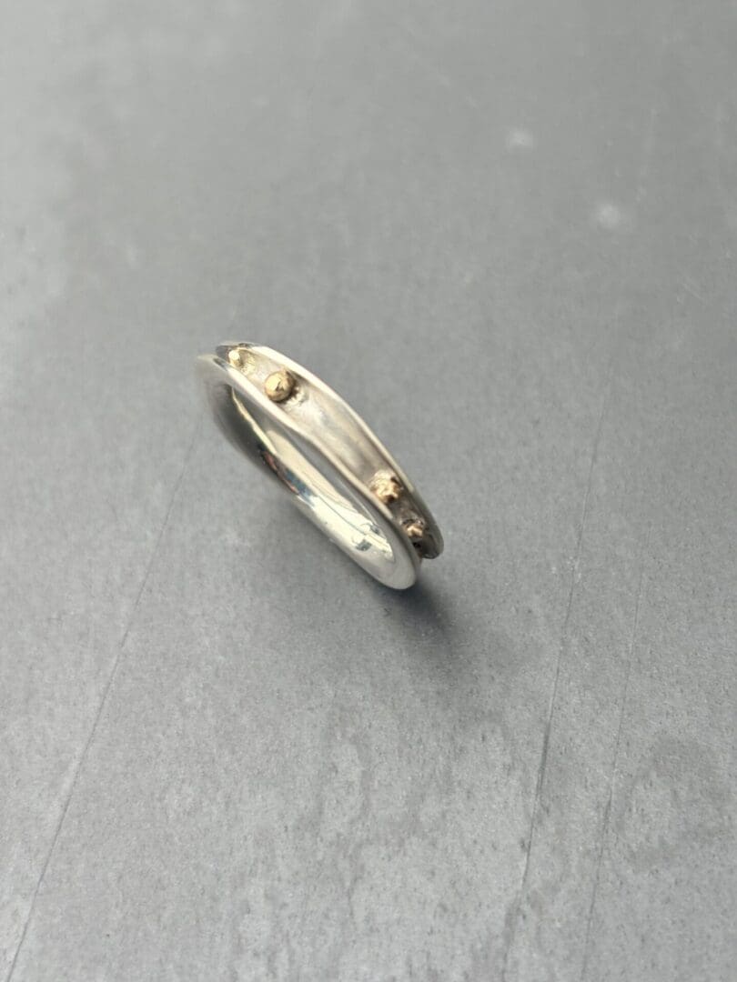 Gold Bubbles Silver Freeform Ring - Image 2