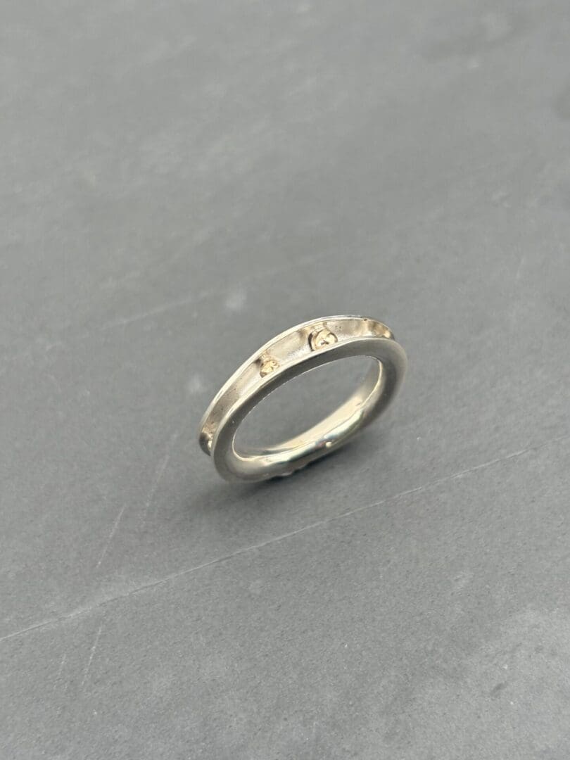 Gold Bubbles Silver Freeform Ring - Image 7