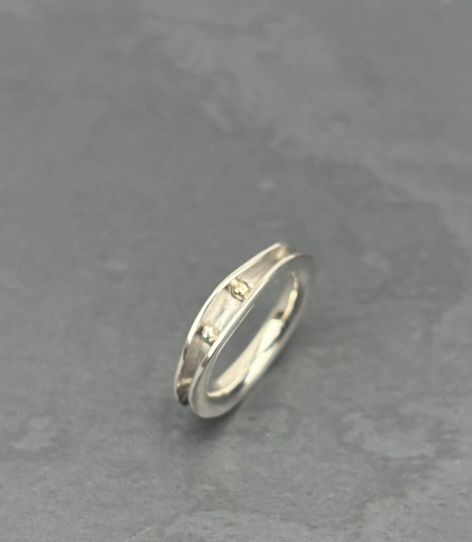 Gold Bubbles Silver Freeform Ring - Image 5