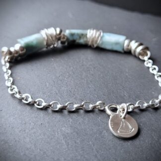 Sterling Silver and Larimar 'Sail Away' Bracelet