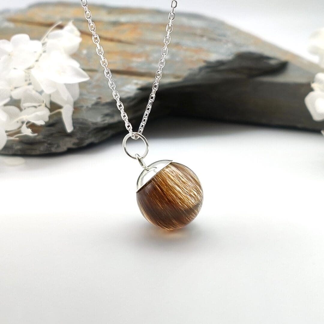 Sphere Hair Keepsake Pendant - Lock of Hair Jewellery - Bespoke Memorial Gift - Image 3
