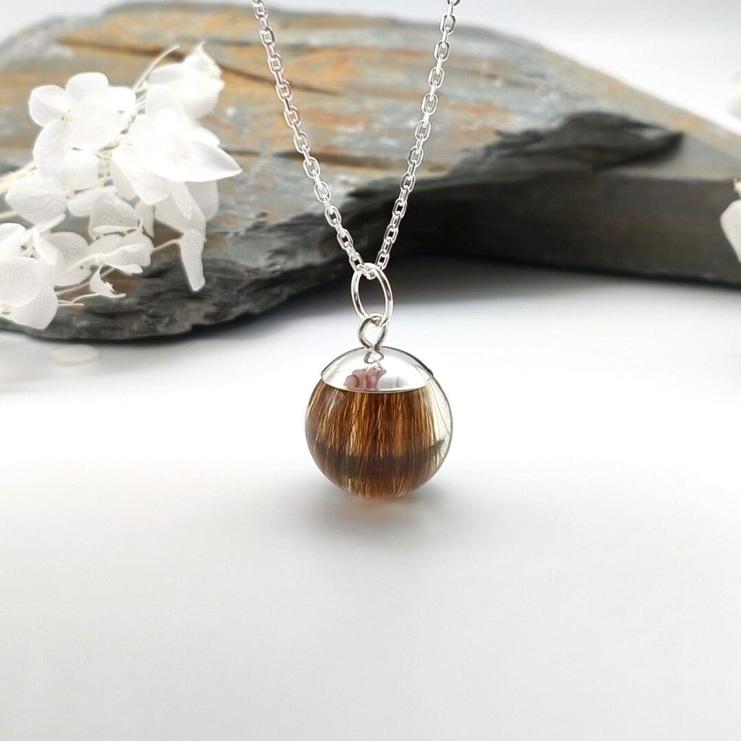 Sphere Hair Keepsake Pendant - Lock of Hair Jewellery - Bespoke Memorial Gift - Image 4