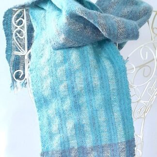 Blue Waves Handwoven Scarf