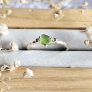 Handmade Silver Sea Glass Dainty Ring