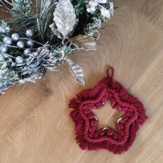 Wine red small macrame hanging star