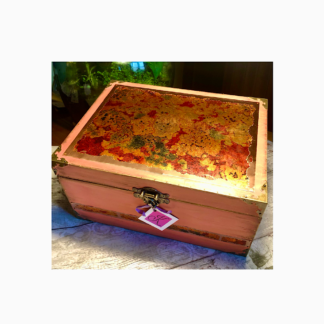 Wooden Keepsake Box with Decorated Copper lid