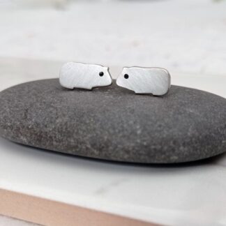 recycled sterling silver guinea pig stud earrings