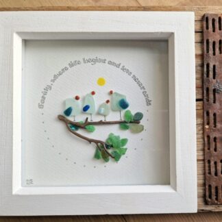 Mother's Day/ Family sea glass birds framed picture