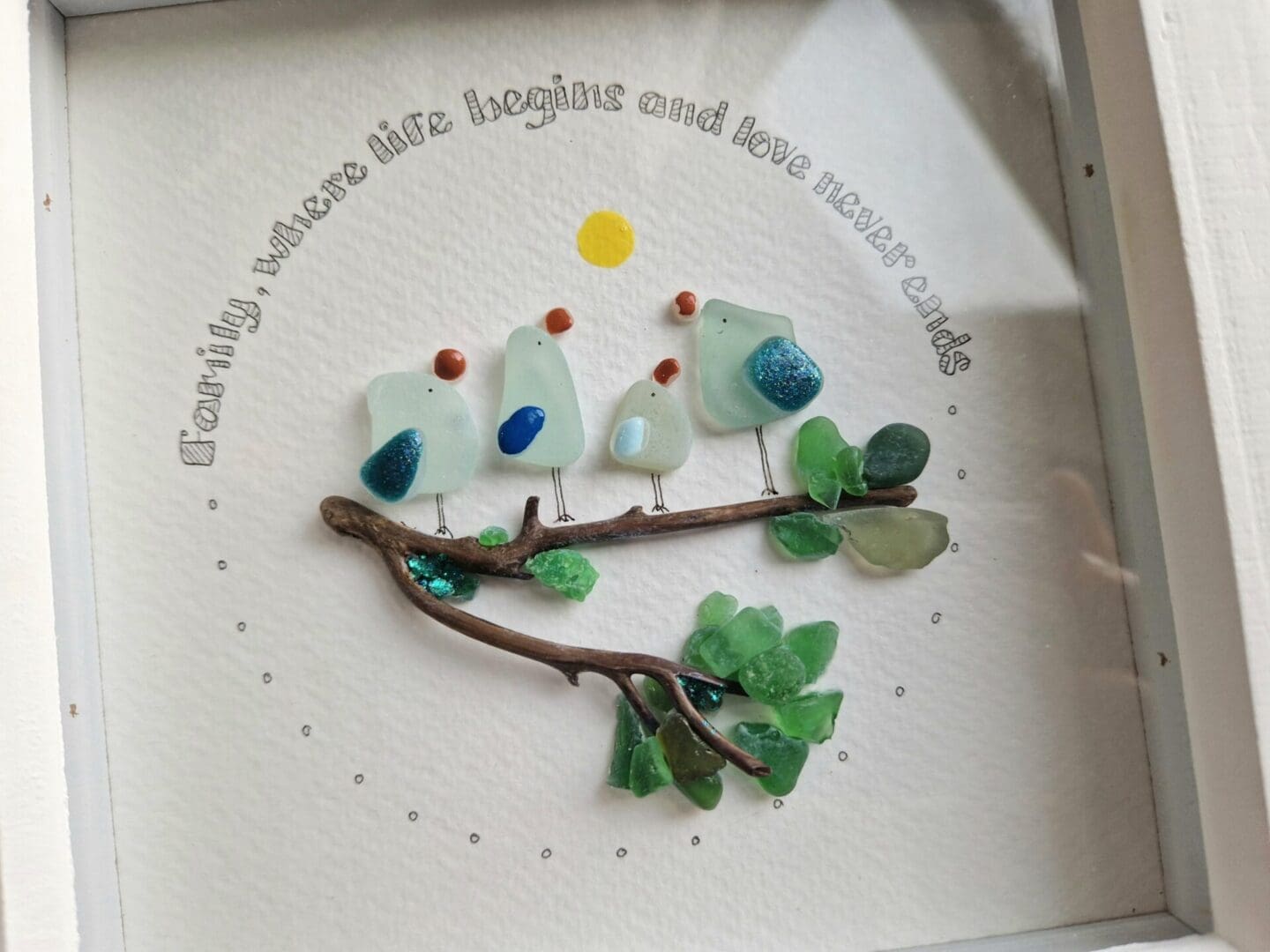 Mother's Day/ Family sea glass birds framed picture - Image 2