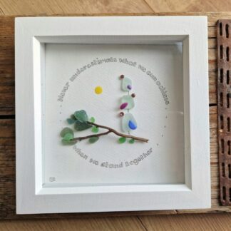 Stand together' sea glass birds framed picture