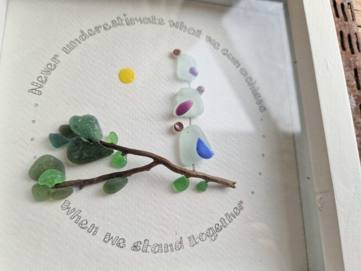 Stand together' sea glass birds framed picture - Image 2