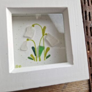 Sea glass snowdrops mini framed picture