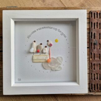 Mother's Day/ Family sea glass and pottery birds framed picture