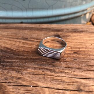 Chunky sterling silver ring with a unique cuttlefish texture