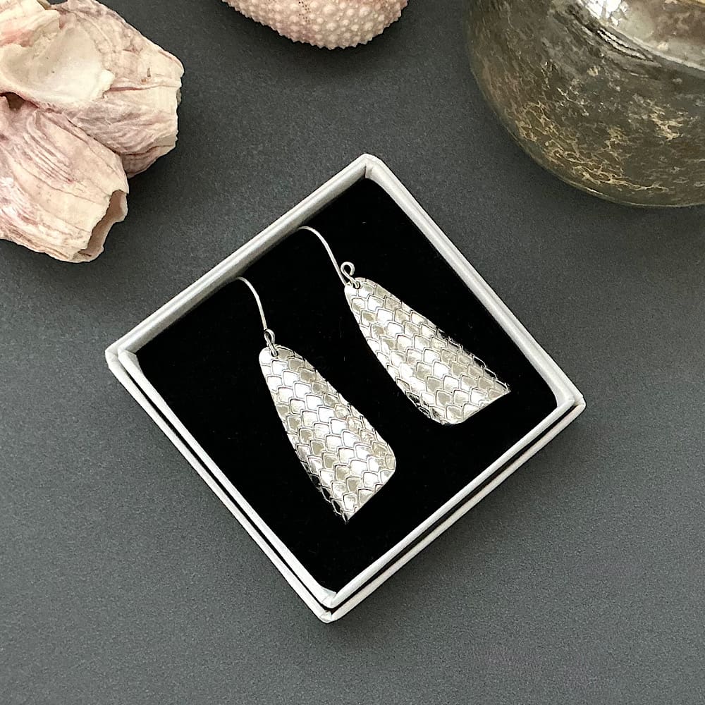 Large Fine Silver Drop Earrings - Handmade - Image 3