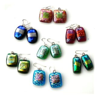Dichroic glass fused earrings set 1 handmade