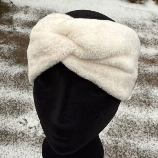 Cream soft fleece ear warmer headband