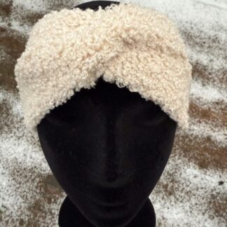 Cream borg fleece ear warmer headband