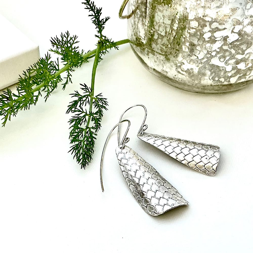 Large Fine Silver Drop Earrings - Handmade - Image 4