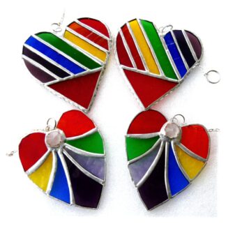 Rainbow Heart Stained glass suncatcher crystal or stripe
