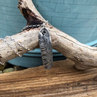 Recycled Silver Necklace - long and textured with cuttlefish