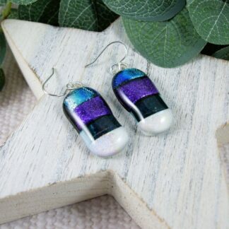 Blue and Purple Dichroic Glass Earrings