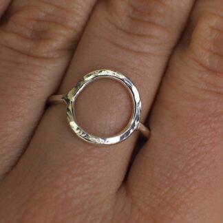 sterling silver circle ring on finger