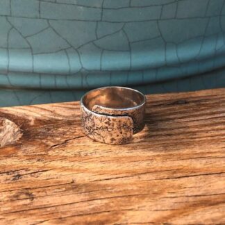 Textured organic silver wrap ring