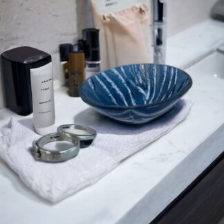 Glass ring dish Aventurine Blue