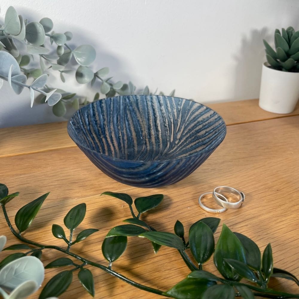 Aventurine Blue Kiln formed glass bowl 13cm - Image 2