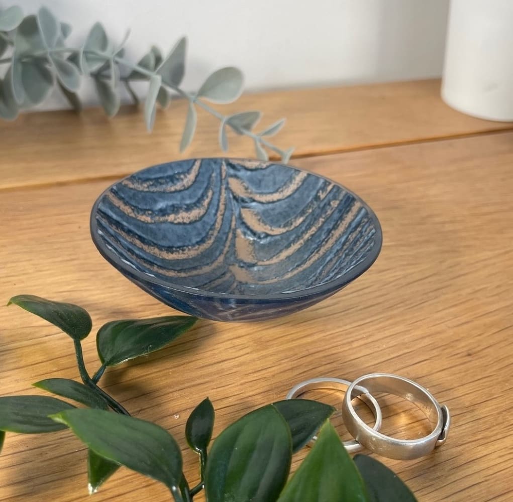 Glass ring dish Aventurine Blue - Image 4