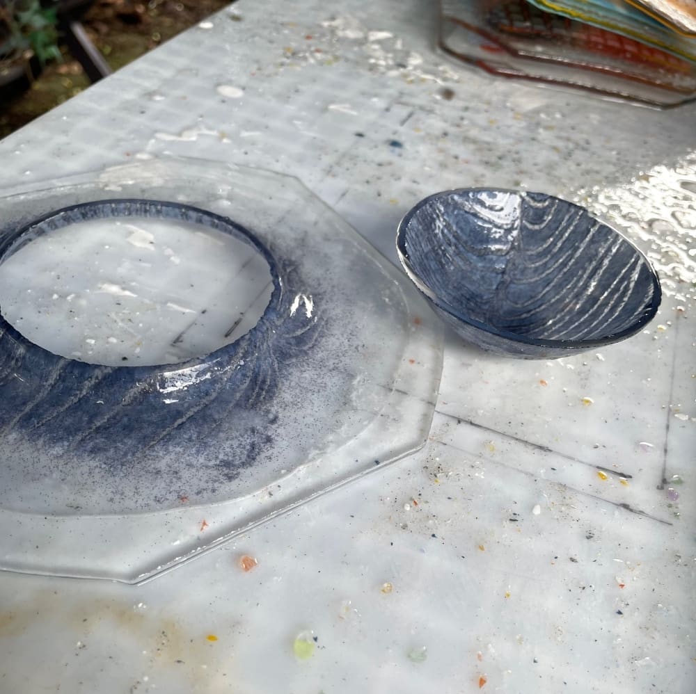 Glass ring dish Aventurine Blue - Image 3