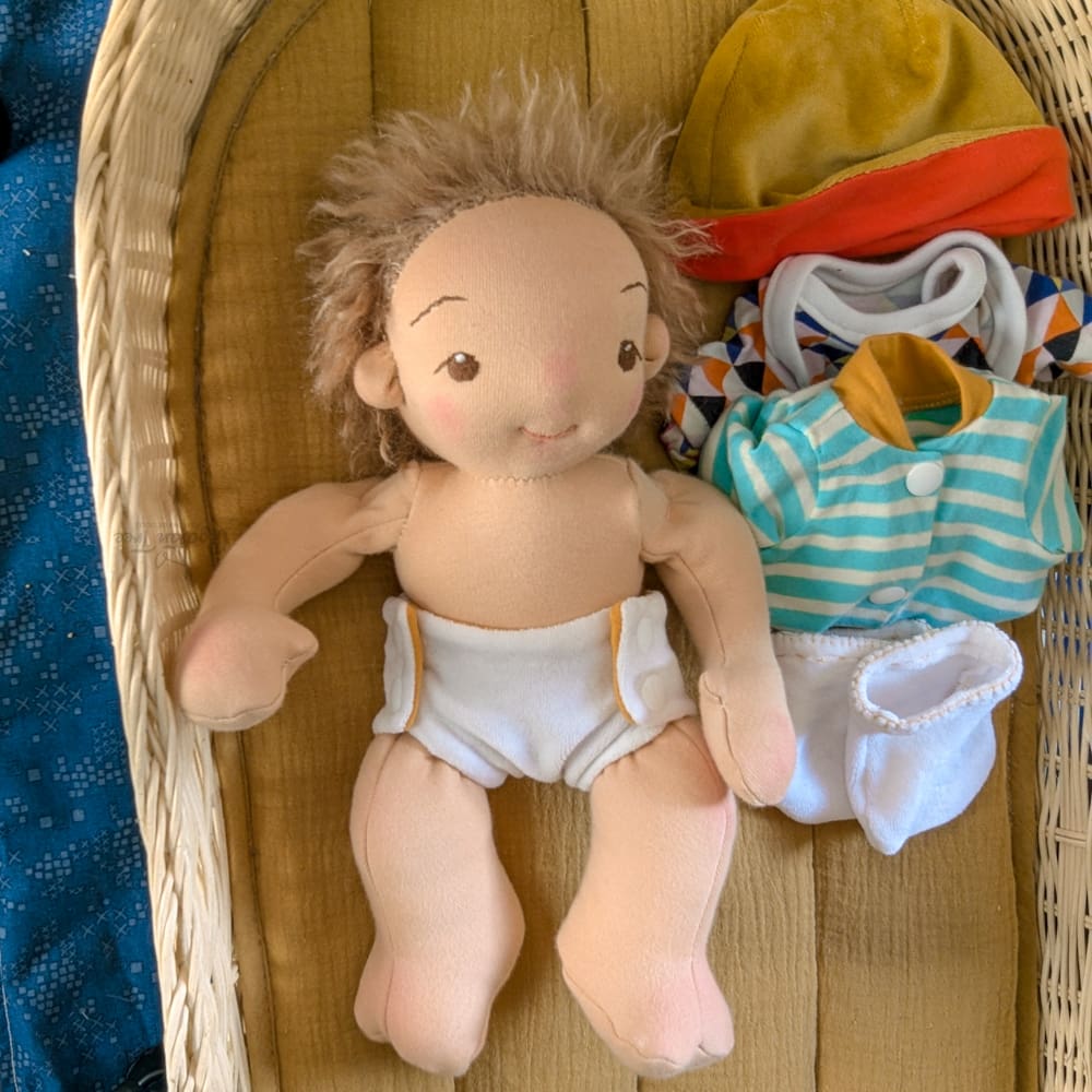 Handmade Waldorf inspired fabric baby doll - Niles - Image 2