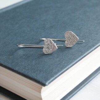 Sterling silver textured heart earrings