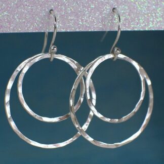 Geometric Circle Drop Earrings Handmade in Solid Sterling Silver