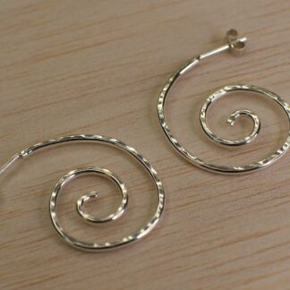 sterling silver large spiral hoop earrings