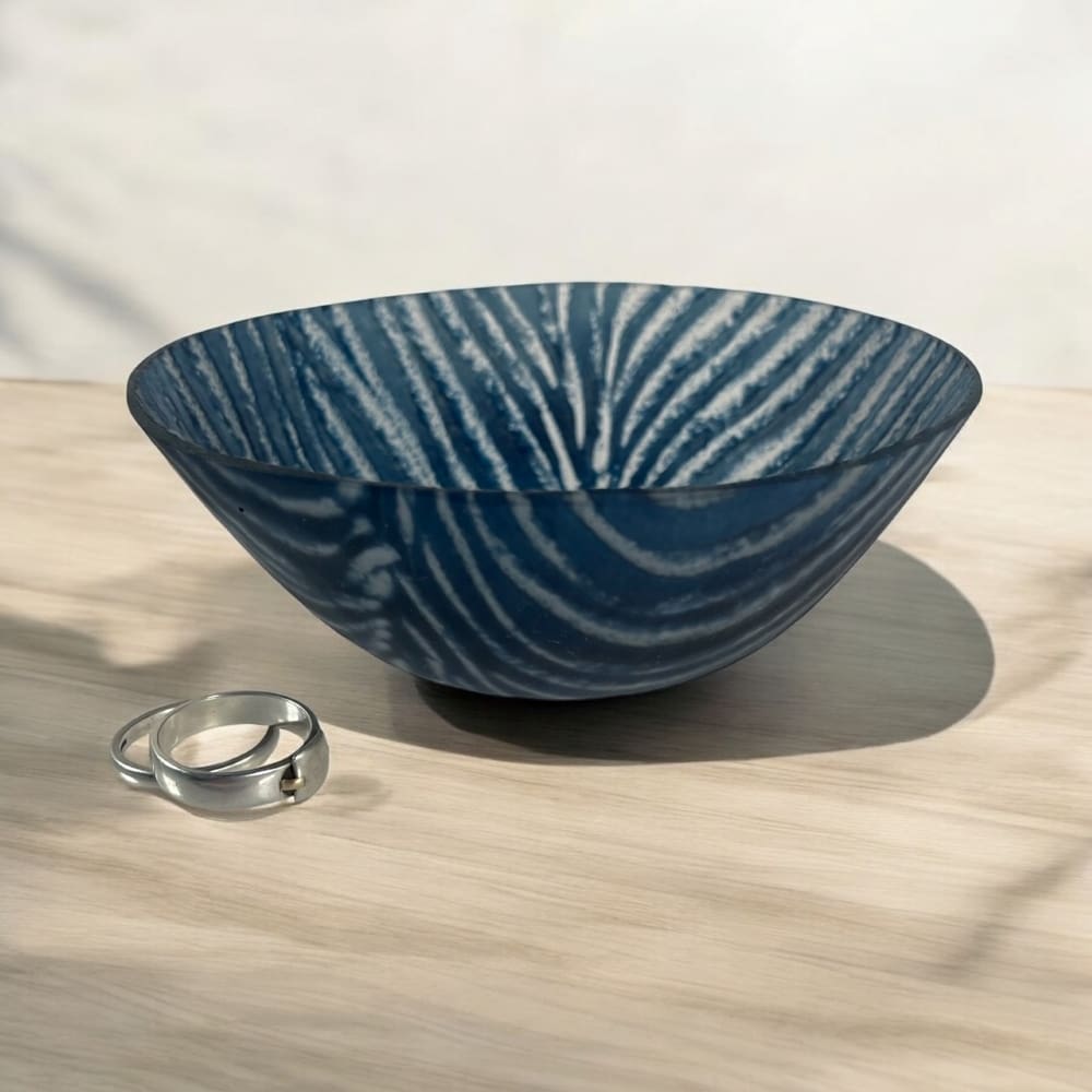 Aventurine Blue Kiln formed glass bowl 13cm