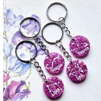 pink gold starsign keyrings - resin gift