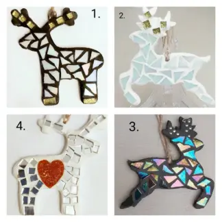 Reindeer Mosaic Decoration Kit (6 Designs:) DIY /Make Your Own, Party Favour, Gift, Craft