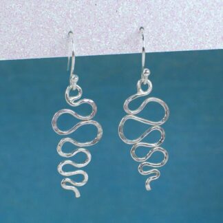 Sterling silver serpentine drop earrings
