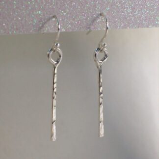 silver bar dropper dangle fish hook earrings