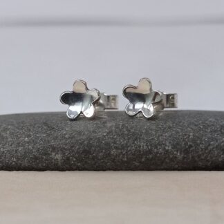 recycled sterling silver domed flower stud earrings