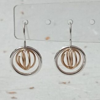 sterling silver ring and filled gold wire knot drop earrings