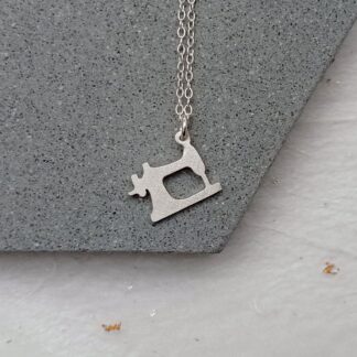 recycled sterling silver sewing machine pendant necklace