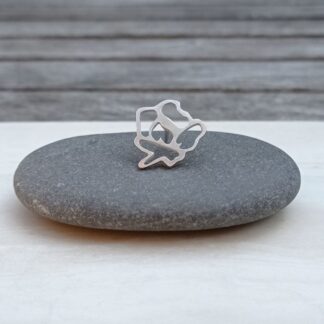 recycled sterling silver flower stencil brooch