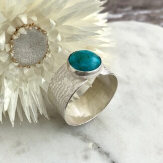 925 Sterling Silver Turquoise Wide Ring 4
