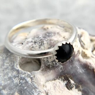 Black Onyx Gemstone Sterling Silver Stacking Ring 1