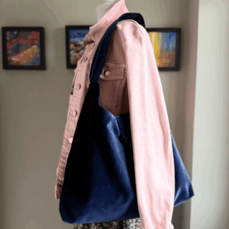Navy blue velvet hobo slouch bag